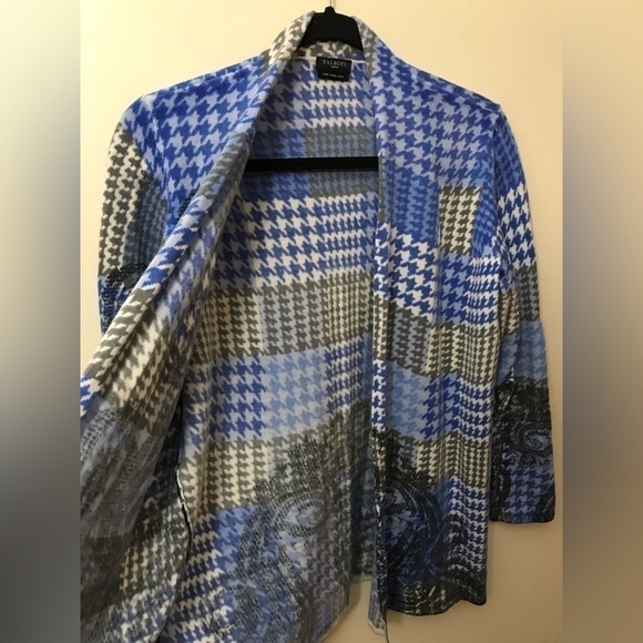 Talbots Womens Pure Merino Wool Houndstooth Paisley Print Open Cardigan Size M - Picture 10 of 15